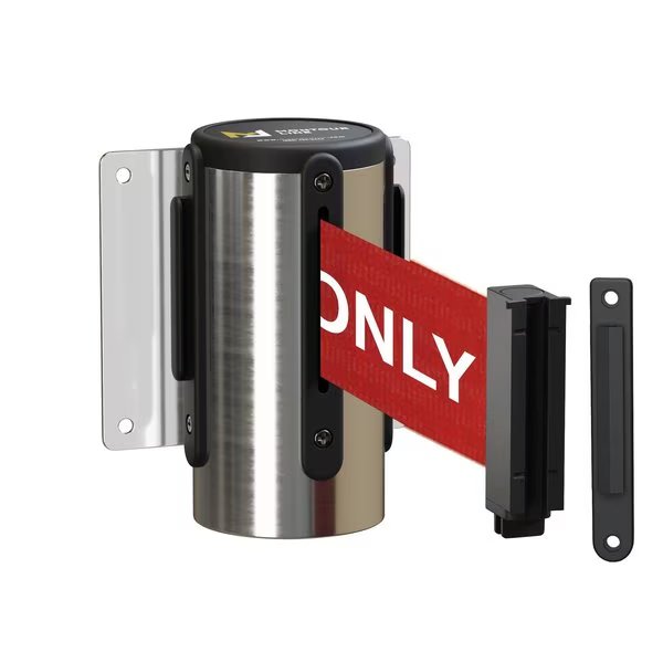 Retr Belt Barrier Removable PSS Metal Wall Mt 8.5' R.Auth.Belt, Montour Line, Mfr#: WM115-PS-AUTHRW-RM-M-85